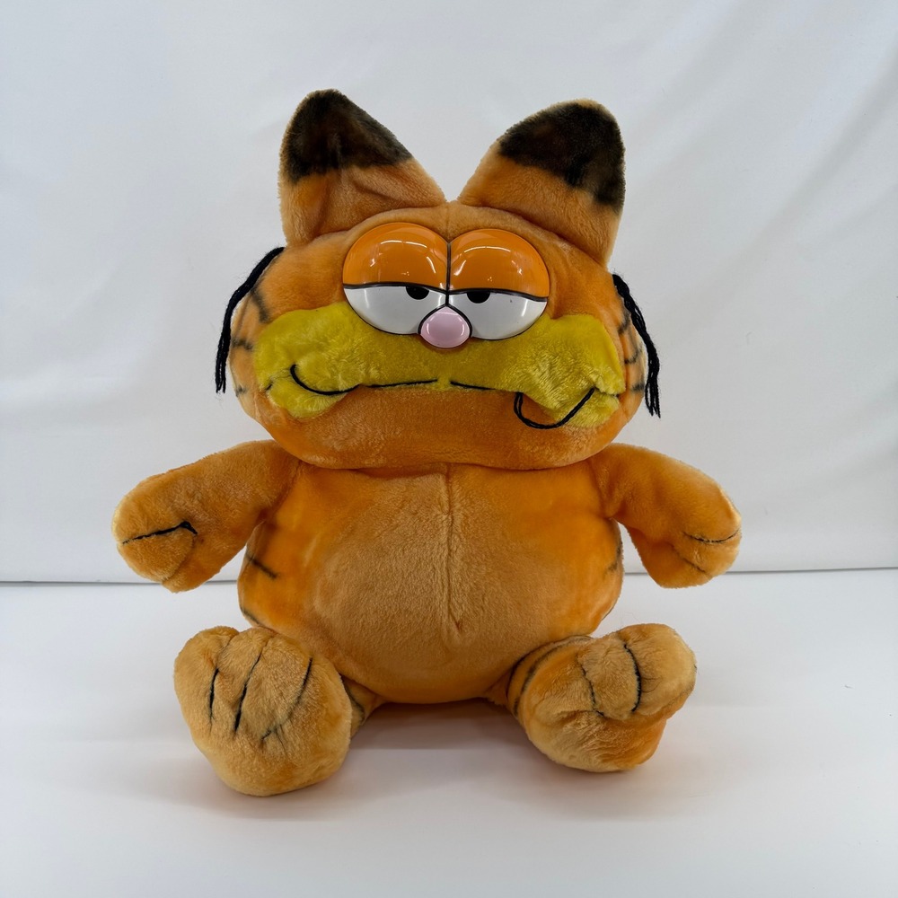 Vintage Garfield Plush Stuffed Animal Toy Orange Cat Plastic Eyes 18 Inch